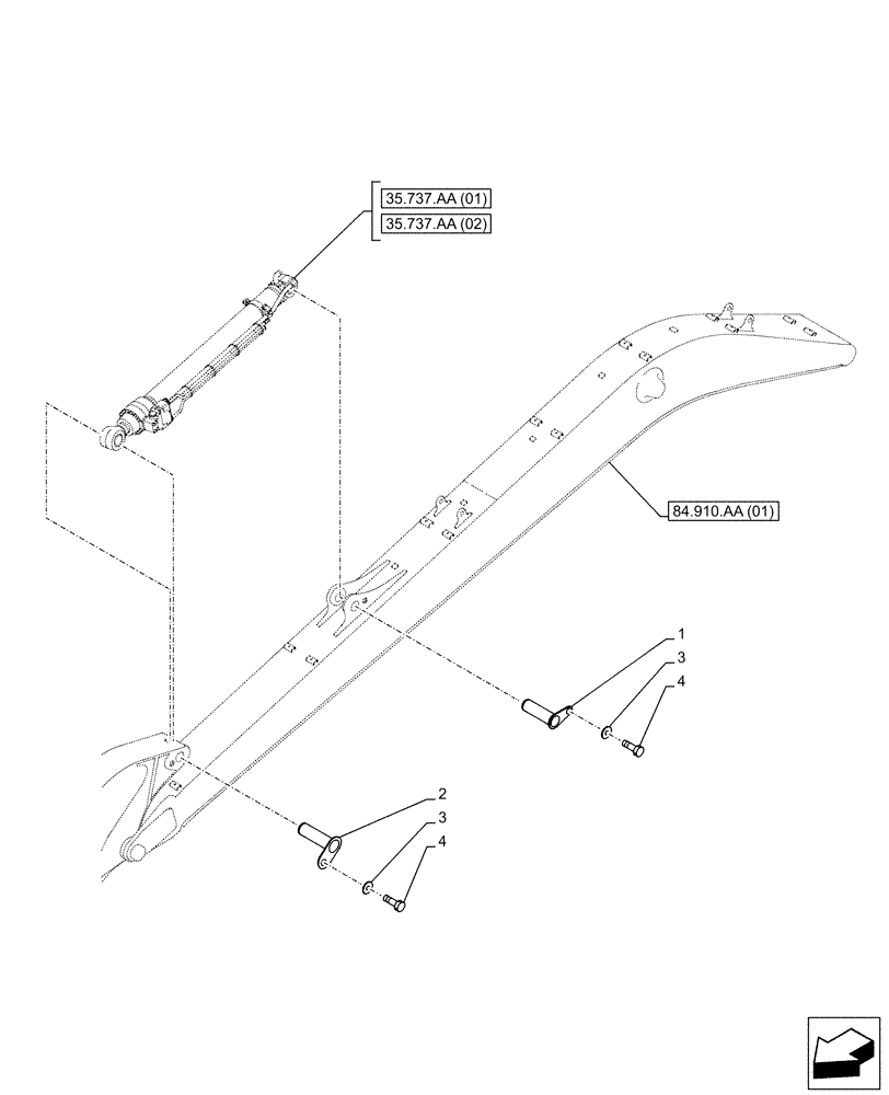 Схема запчастей Case CX250D LC LR - (84.912.AB) - VAR - 481064, 481238 - ARM, CYLINDER, PIN (84) - BOOMS, DIPPERS & BUCKETS