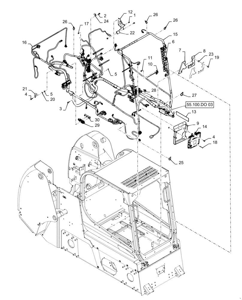 Схема запчастей Case SV300 - (55.101.AC[03]) - WIRE HARNESS & CONNECTOR, ELECTRONIC CONTROLS (55) - ELECTRICAL SYSTEMS