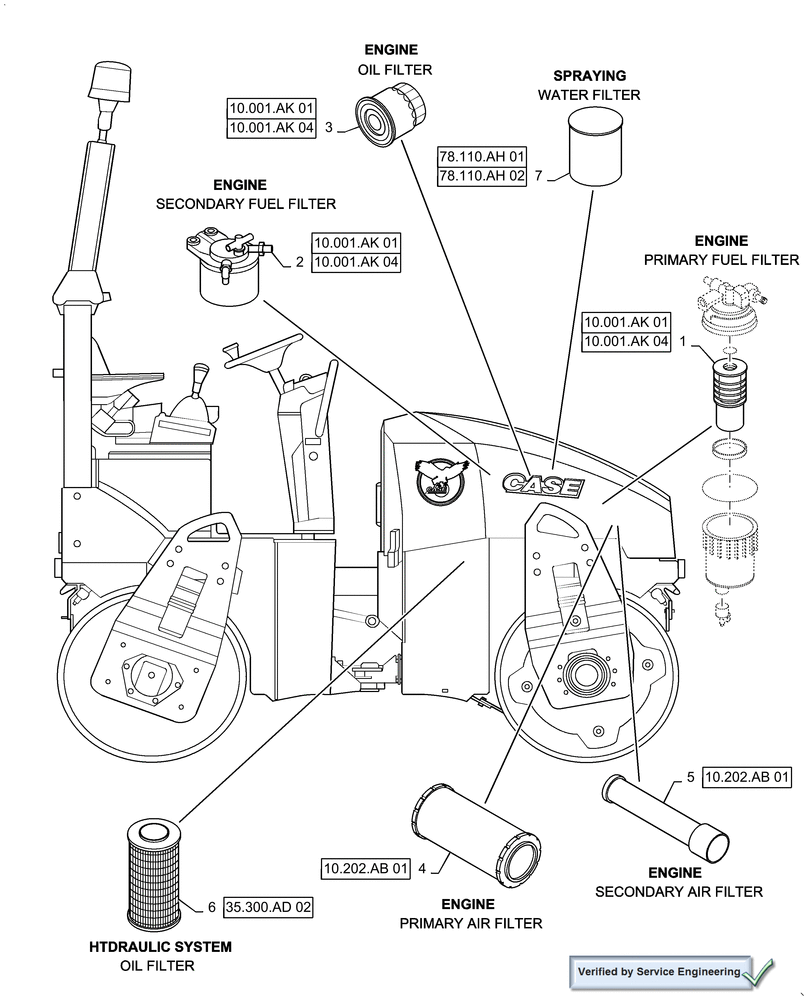 Схема запчастей Case DV36 - (05.100.03[01]) - FILTERS, DV36 (05) - SERVICE & MAINTENANCE