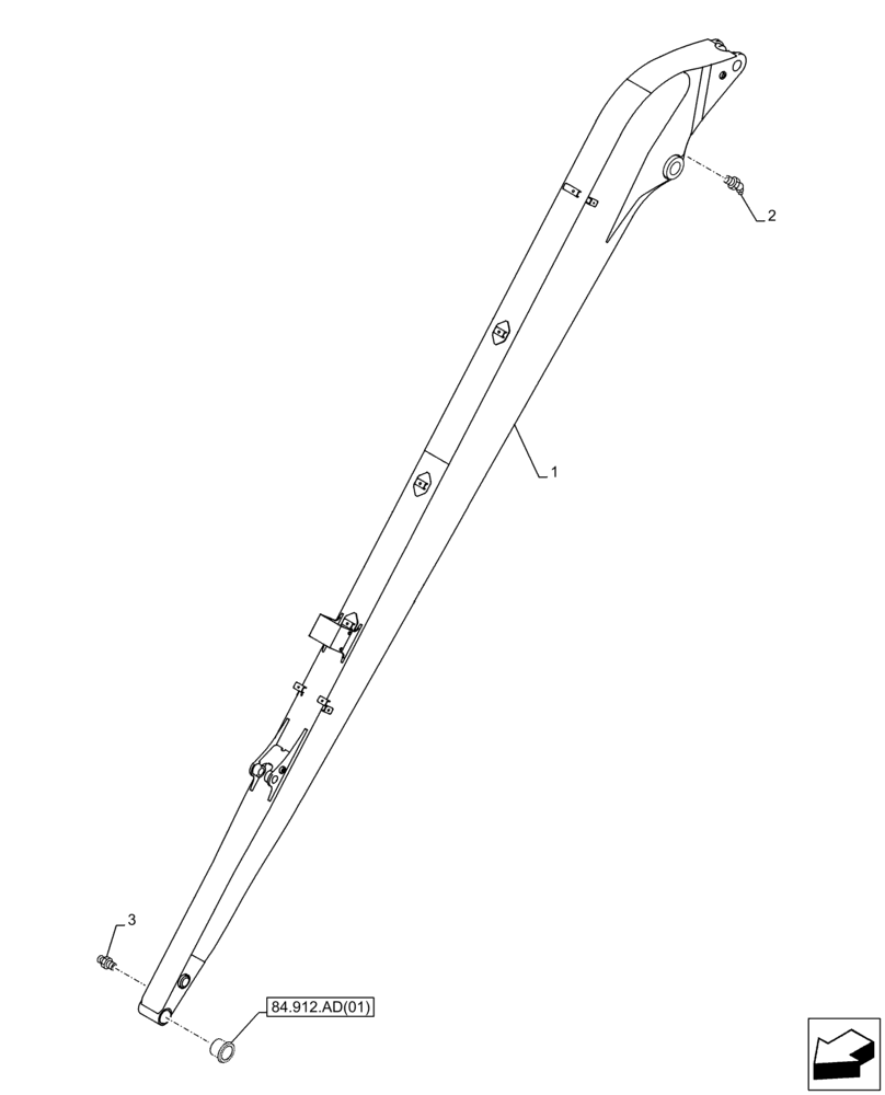 Схема запчастей Case CX250D LC LR - (84.912.AA) - VAR - 481238 - ARM (L=8M) (84) - BOOMS, DIPPERS & BUCKETS