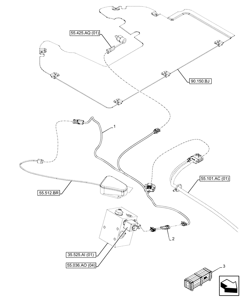 Схема запчастей Case 580SN - (55.100.AI[01]) - VAR - 423083 - HARNESS, HAMMER, MECHANICAL, CONTROLS (55) - ELECTRICAL SYSTEMS