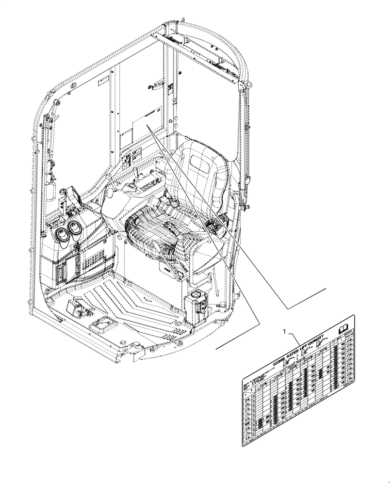 Схема запчастей Case CX36B - (90.108.AC[15]) - NAMEPLATE, LIFT CHART, CAB - BTW PX17-40001 - PX17-40001 (90) - PLATFORM, CAB, BODYWORK AND DECALS