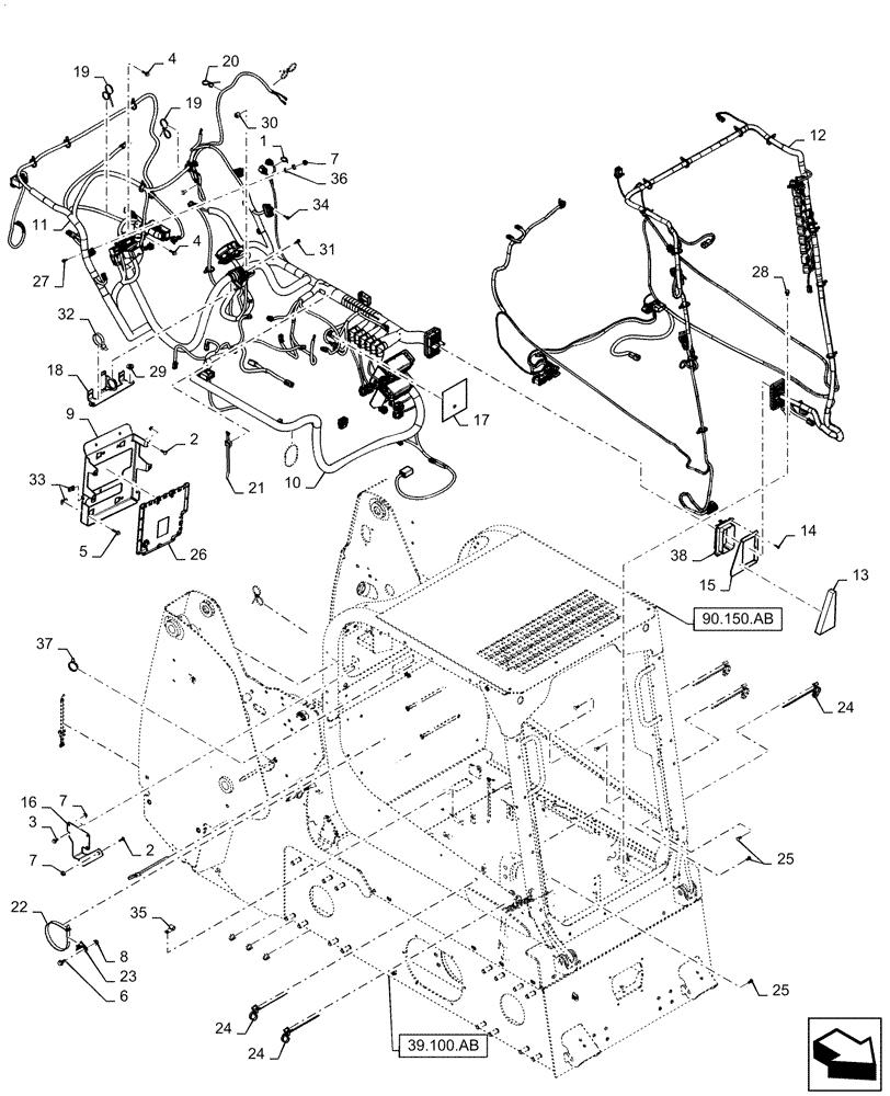 Схема запчастей Case TR310 - (55.101.AC[04]) - WIRE HARNESS & CONNECTOR, ELECTRONIC CONTROLS, OPEN CAB (13-NOV-2017 & PRIOR) (55) - ELECTRICAL SYSTEMS