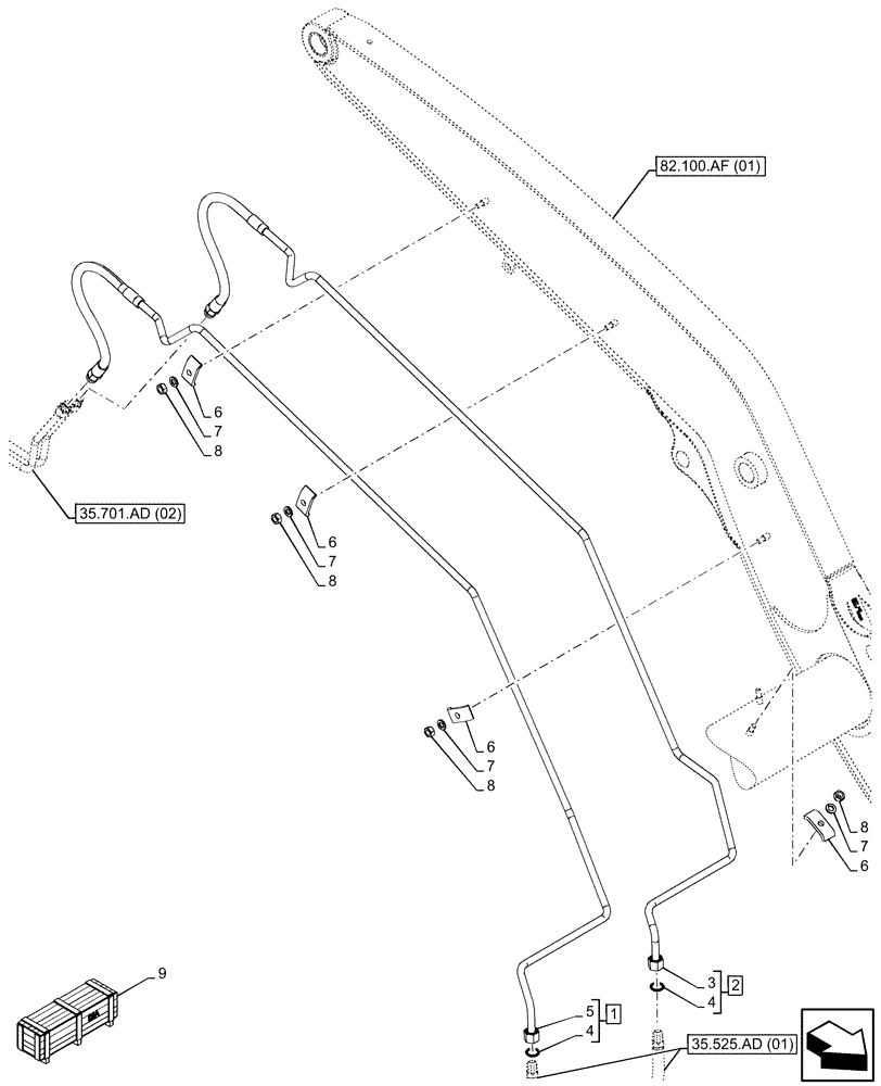 Схема запчастей Case 580SN WT - (35.701.AD[01]) - VAR - 747776, 747864 - LOADER BUCKET, AUXILIARY HYDRAULIC (35) - HYDRAULIC SYSTEMS