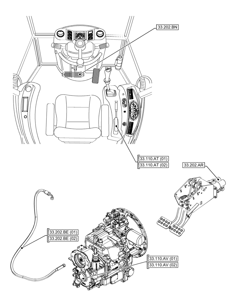 Схема запчастей Case 580N EP - (00.000.33) - PICTORIAL INDEX - BRAKES & CONTROLS (00) - GENERAL & PICTORIAL INDEX
