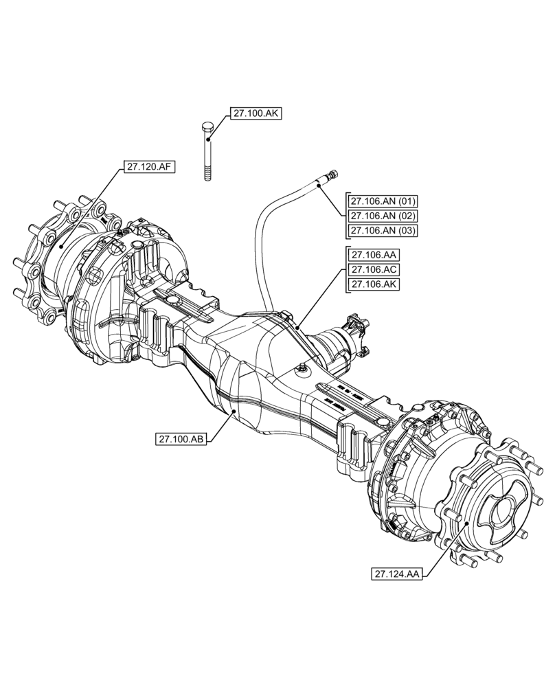 Схема запчастей Case 580N EP - (00.000.27) - PICTORIAL INDEX - REAR AXLE SYSTEM (00) - GENERAL & PICTORIAL INDEX