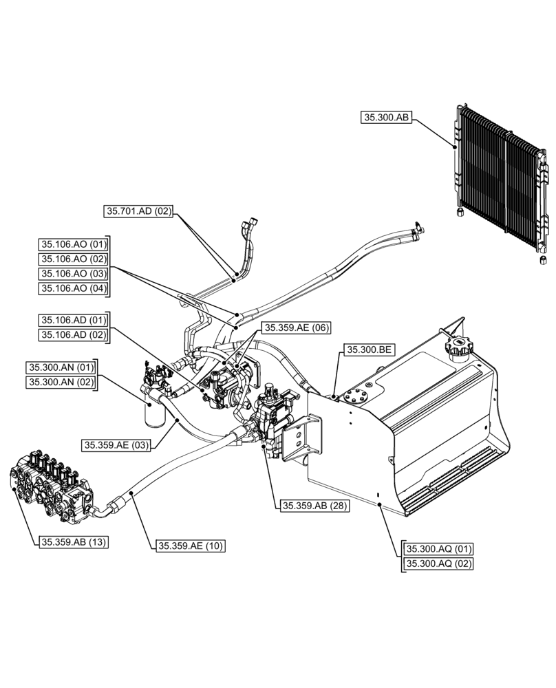 Схема запчастей Case 580N EP - (00.000.35[04]) - PICTORIAL INDEX - HYDRAULIC SYSTEMS (00) - GENERAL & PICTORIAL INDEX