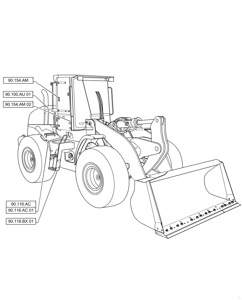 Схема запчастей Case 621F - (00.000.90[01]) - PICTORIAL INDEX - CAB FRAME (00) - GENERAL & PICTORIAL INDEX