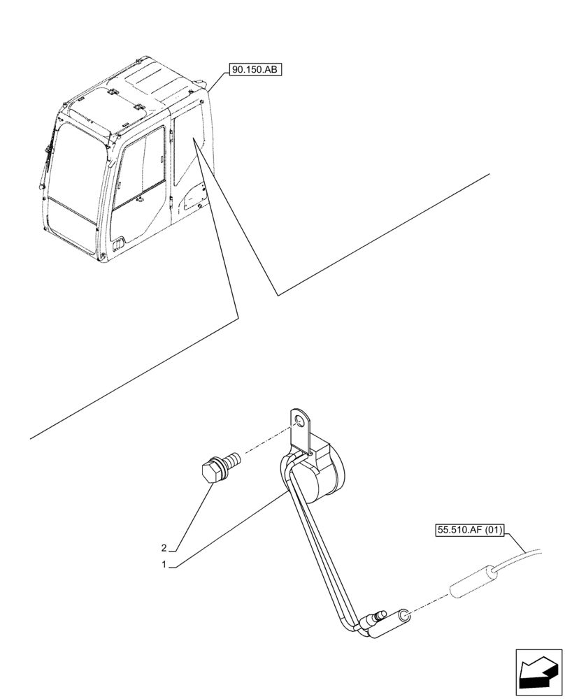 Схема запчастей Case CX350D LC - (55.408.AG[02]) - VAR - 781128 - HORN, QUICK COUPLER (55) - ELECTRICAL SYSTEMS