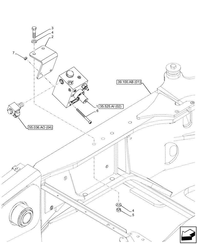 Схема запчастей Case 590SN - (35.525.AI[05]) - VAR - 423083 - AUXILIARY CONTROL VALVE, OPTIONAL EQUIPMENT (35) - HYDRAULIC SYSTEMS