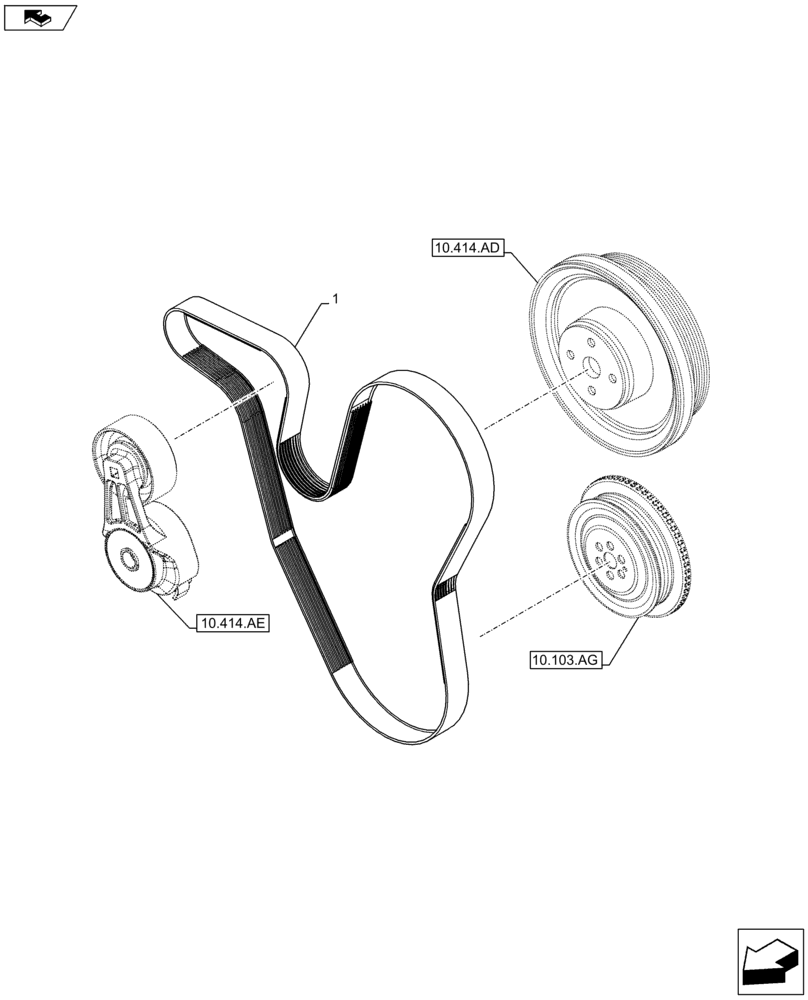 Схема запчастей Case F4HFE413W B003 - (10.414.BE) - BELT (10) - ENGINE