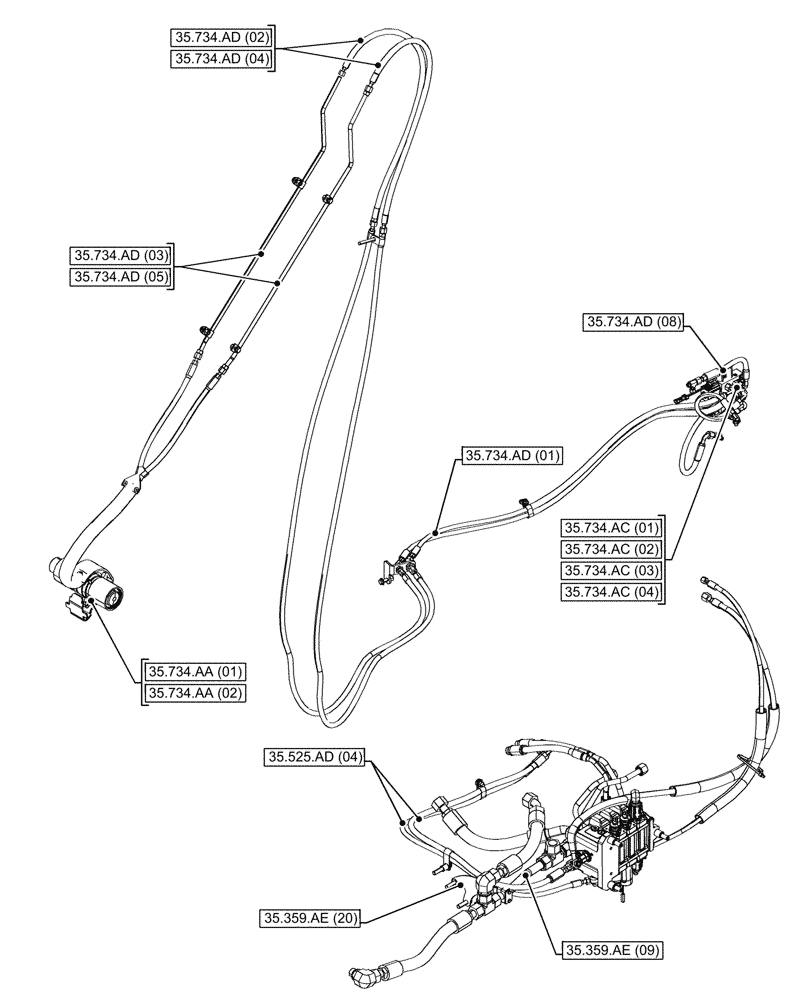 Схема запчастей Case 580N EP - (00.000.35[09]) - PICTORIAL INDEX - HYDRAULIC SYSTEMS (00) - GENERAL & PICTORIAL INDEX