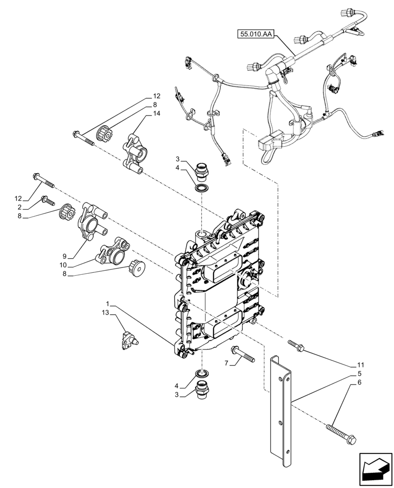 Схема запчастей Case F4HFE413V B001 - (55.015.AA) - ENGINE, ELECTRONIC CONTROL UNIT (55) - ELECTRICAL SYSTEMS