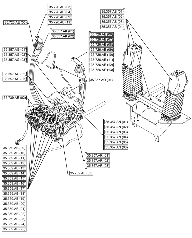 Схема запчастей Case 580N EP - (00.000.35[07]) - PICTORIAL INDEX - HYDRAULIC SYSTEMS (00) - GENERAL & PICTORIAL INDEX