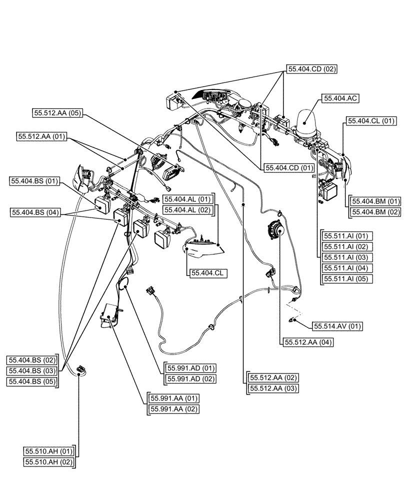 Схема запчастей Case 580N EP - (00.000.55[07]) - PICTORIAL INDEX - ELECTRICAL SYSTEMS (00) - GENERAL & PICTORIAL INDEX