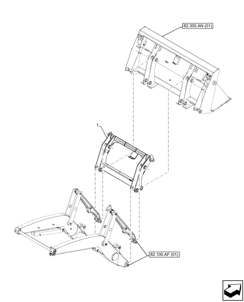 Схема запчастей Case 580N EP - (82.300.AX[01]) - VAR - 423049 - BUCKET, QUICK COUPLER (82) - FRONT LOADER & BUCKET