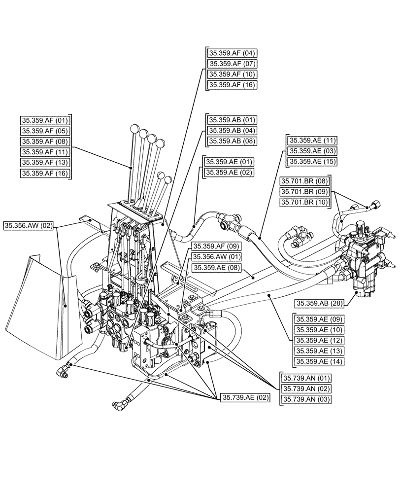 Схема запчастей Case 580SN - (00.000.35[06]) - PICTORIAL INDEX - HYDRAULIC SYSTEMS (00) - GENERAL & PICTORIAL INDEX