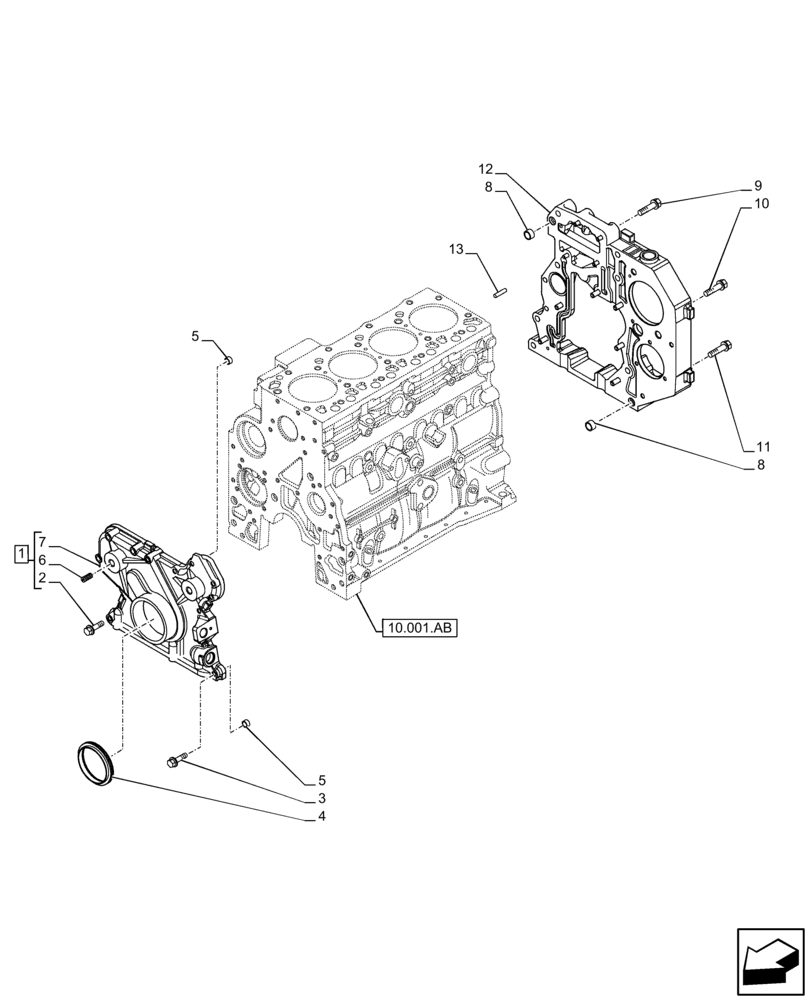 Схема запчастей Case F4HFE413Y B001 - (10.102.AK) - CRANKCASE, COVER (10) - ENGINE