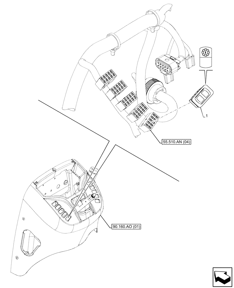 Схема запчастей Case 580SN WT - (55.513.AB) - VAR - 423062 - POWERSHIFT TRANSMISSION, AUTO/MANUAL ATC SWITCH (55) - ELECTRICAL SYSTEMS