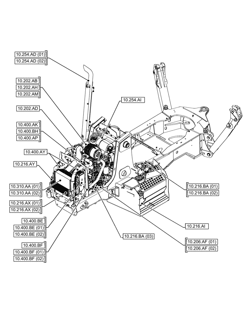 Схема запчастей Case 580SN - (00.000.10[02]) - PICTORIAL INDEX - ENGINE (00) - GENERAL & PICTORIAL INDEX