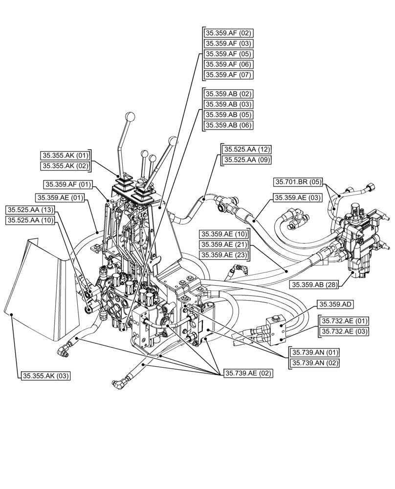 Схема запчастей Case 580N EP - (00.000.35[05]) - PICTORIAL INDEX - HYDRAULIC SYSTEMS (00) - GENERAL & PICTORIAL INDEX