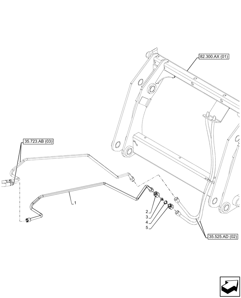 Схема запчастей Case 580N EP - (35.525.AD[03]) - VAR - 423049 - QUICK COUPLER, LINES (35) - HYDRAULIC SYSTEMS