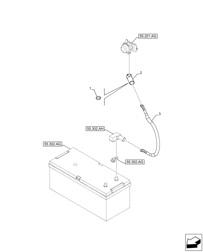 Схема запчастей Case CX300D LC - (55.302.AV) - BATTERY CABLES (55) - ELECTRICAL SYSTEMS