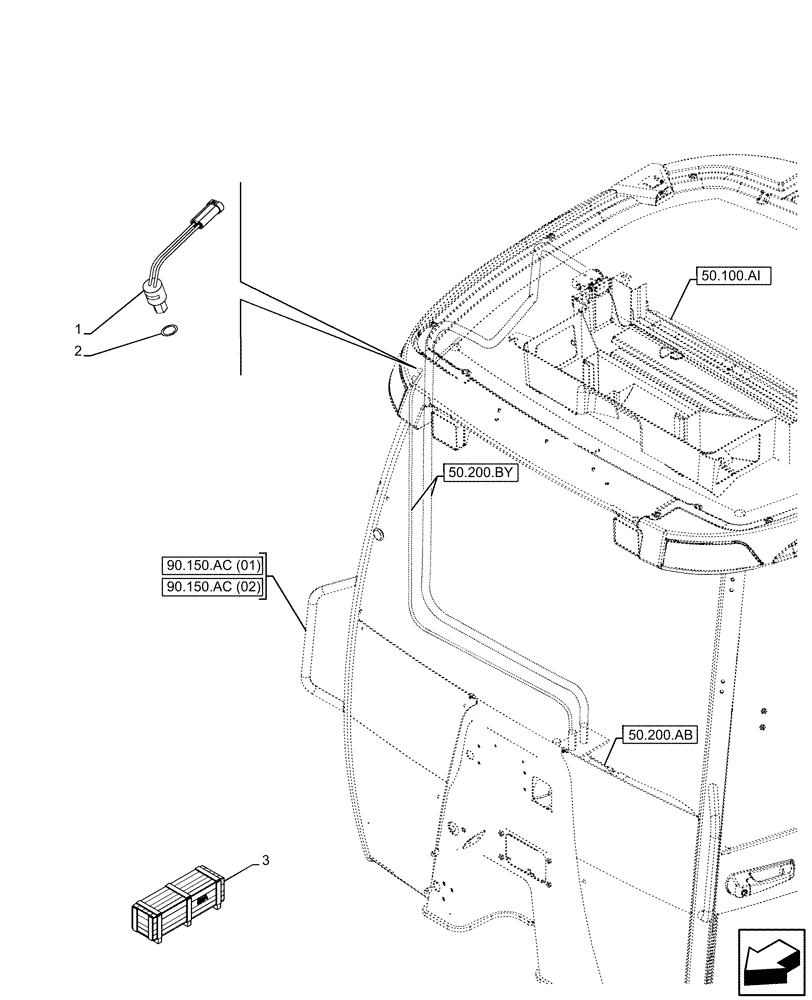 Схема запчастей Case 590SN - (55.050.AA[01]) - VAR - 747853, 747855 - AIR CONDITIONER, CAB AIR PRESSURE SWITCH (55) - ELECTRICAL SYSTEMS