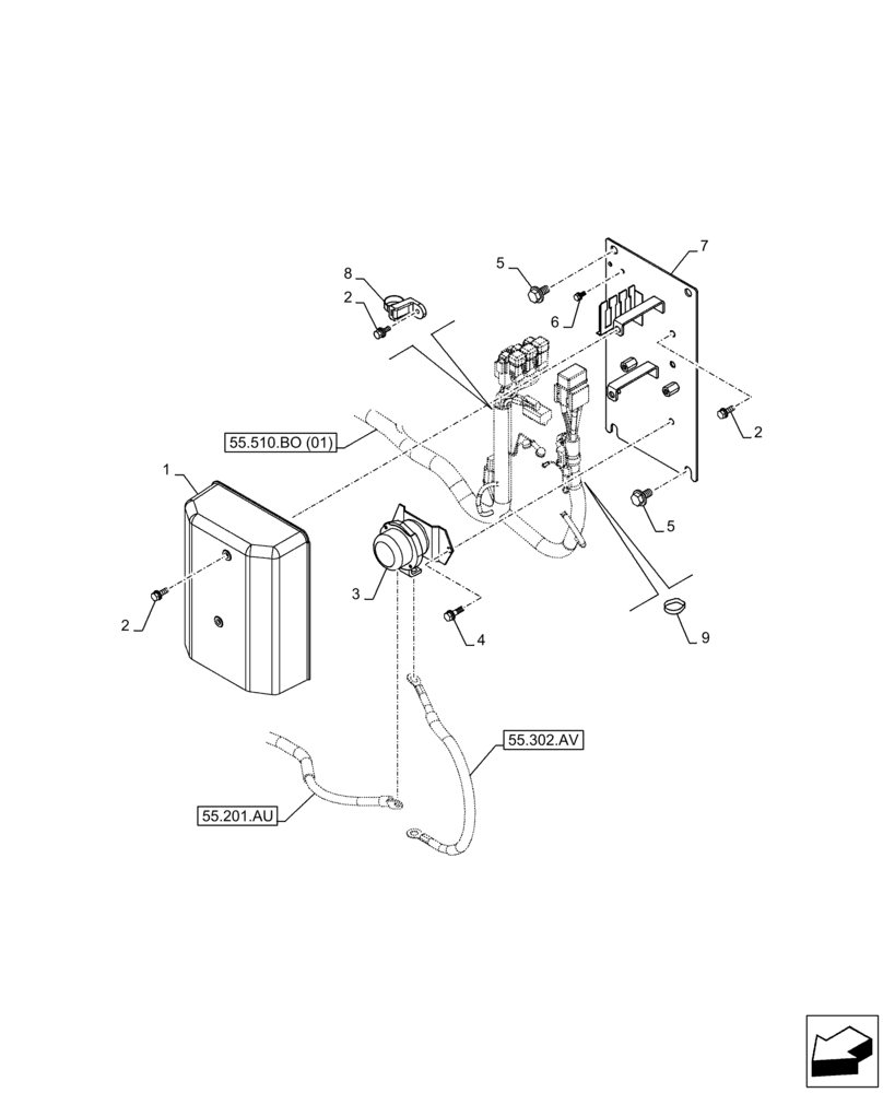 Схема запчастей Case CX300D LC - (55.201.AG) - ENGINE, START RELAY (55) - ELECTRICAL SYSTEMS