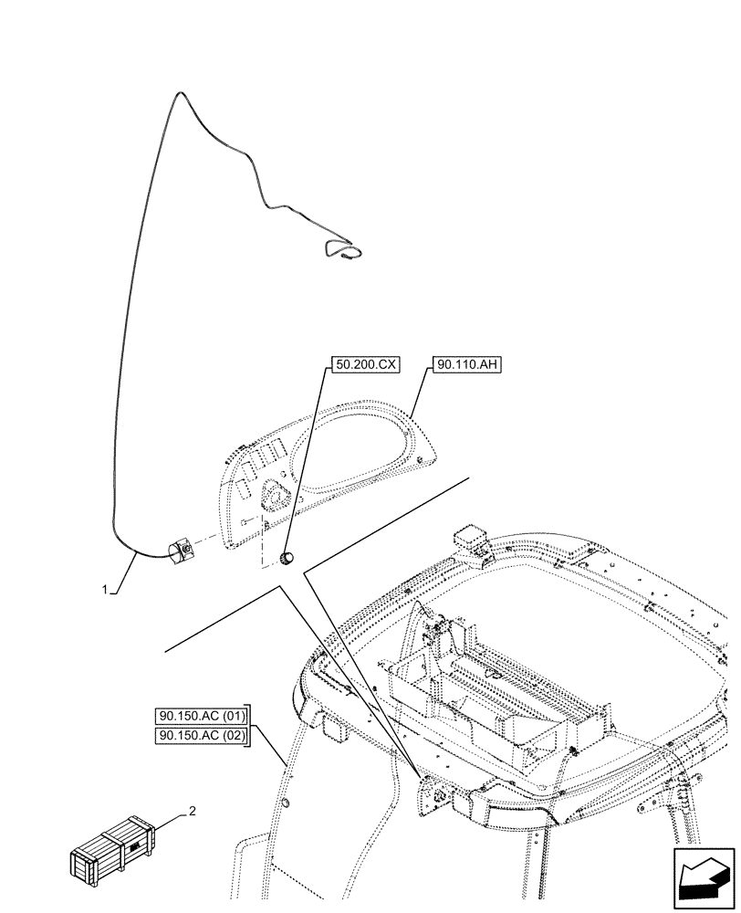 Схема запчастей Case 580SN - (55.051.AH) - VAR - 747853, 747855 - AIR CONDITIONER, THERMOSTAT (55) - ELECTRICAL SYSTEMS