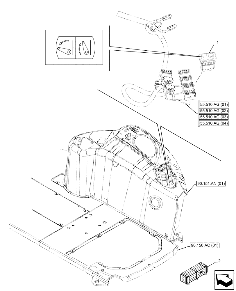 Схема запчастей Case 580SN - (55.512.CG) - VAR - 423080 - ELECTRONIC LIFT, SWITCH (55) - ELECTRICAL SYSTEMS