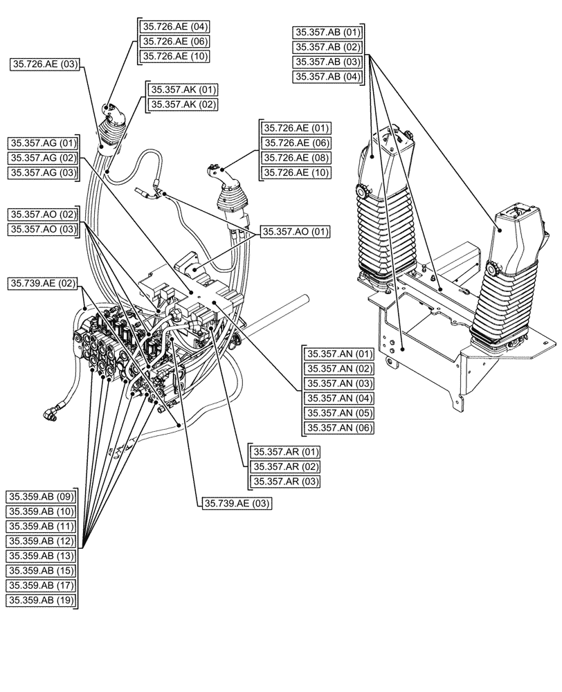 Схема запчастей Case 580SN - (00.000.35[07]) - PICTORIAL INDEX - HYDRAULIC SYSTEMS (00) - GENERAL & PICTORIAL INDEX