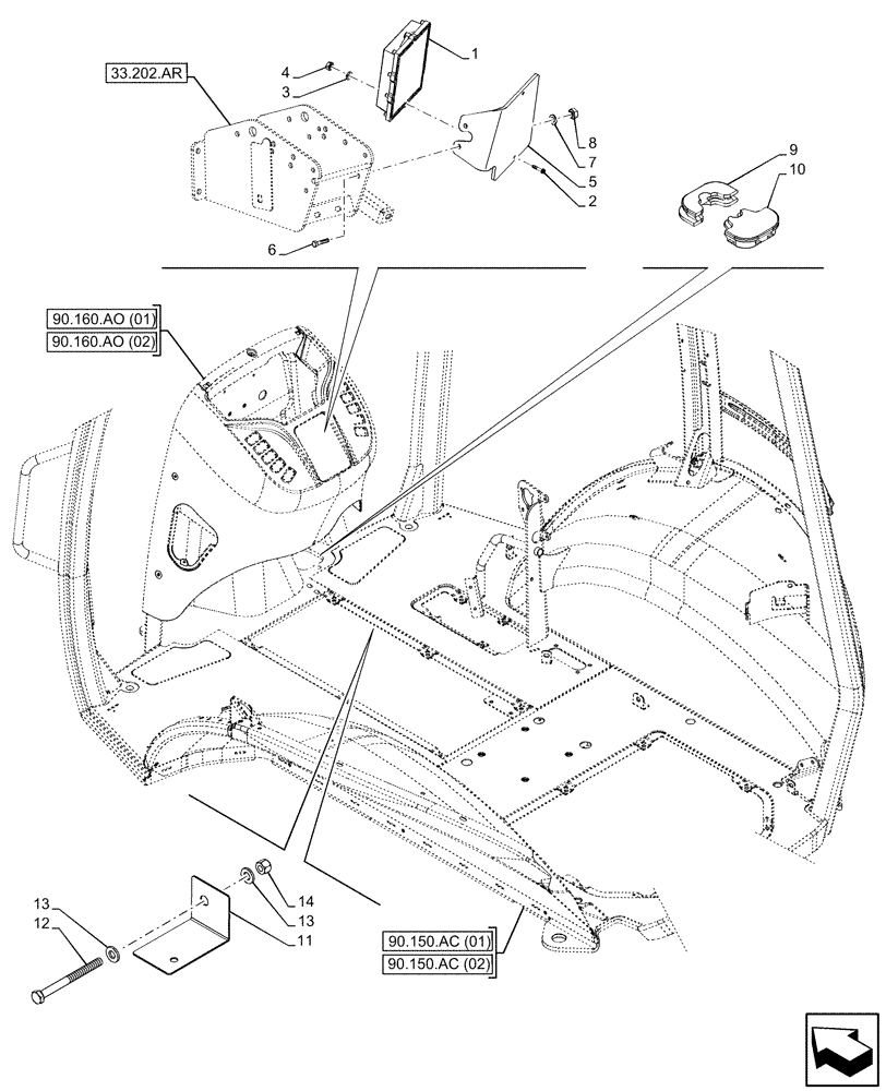 Схема запчастей Case 580SN WT - (55.024.AE[02]) - VAR - 423060, 423061 - TRANSMISSION, SEMI-POWERSHIFT, ELECTRONIC CONTROLS, MODULE (55) - ELECTRICAL SYSTEMS