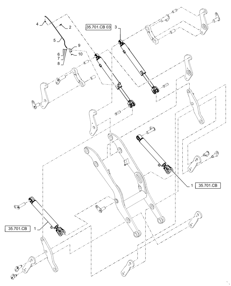 Схема запчастей Case 621F - (39.100.AY[05]) - LIFT ARM INSTALLATION, XT/TC (39) - FRAMES AND BALLASTING