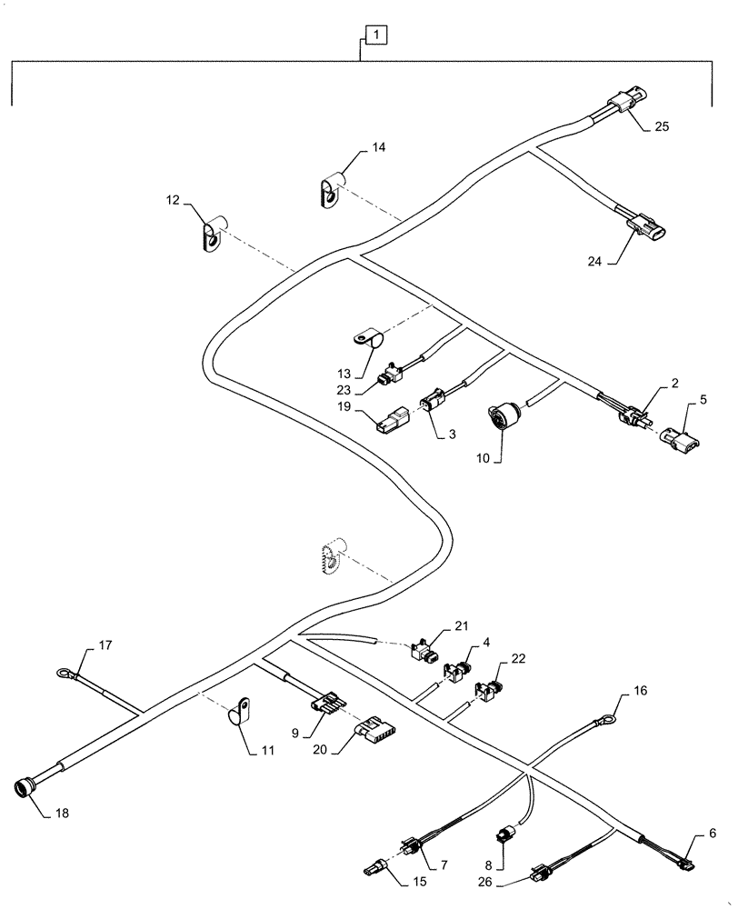 Схема запчастей Case 621F - (55.024.AA[02]) - TRANSMISSION HARNESS ASSEMBLY (55) - ELECTRICAL SYSTEMS