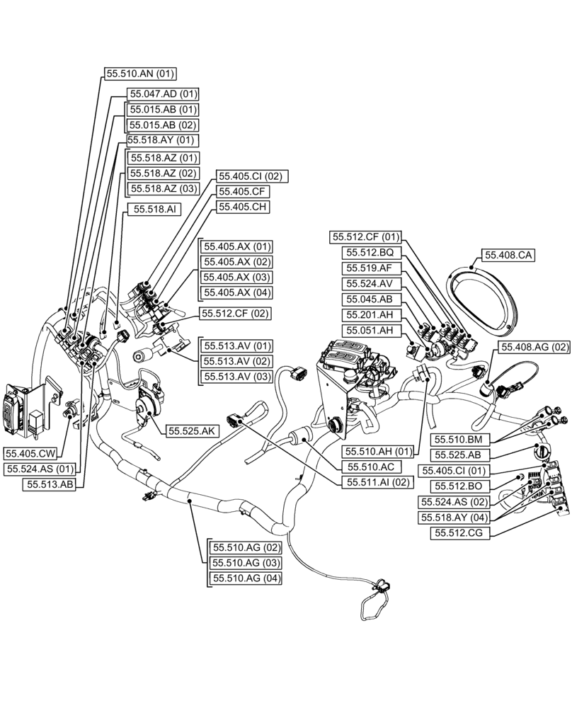 Схема запчастей Case 580N EP - (00.000.55[03]) - PICTORIAL INDEX - ELECTRICAL SYSTEMS (00) - GENERAL & PICTORIAL INDEX