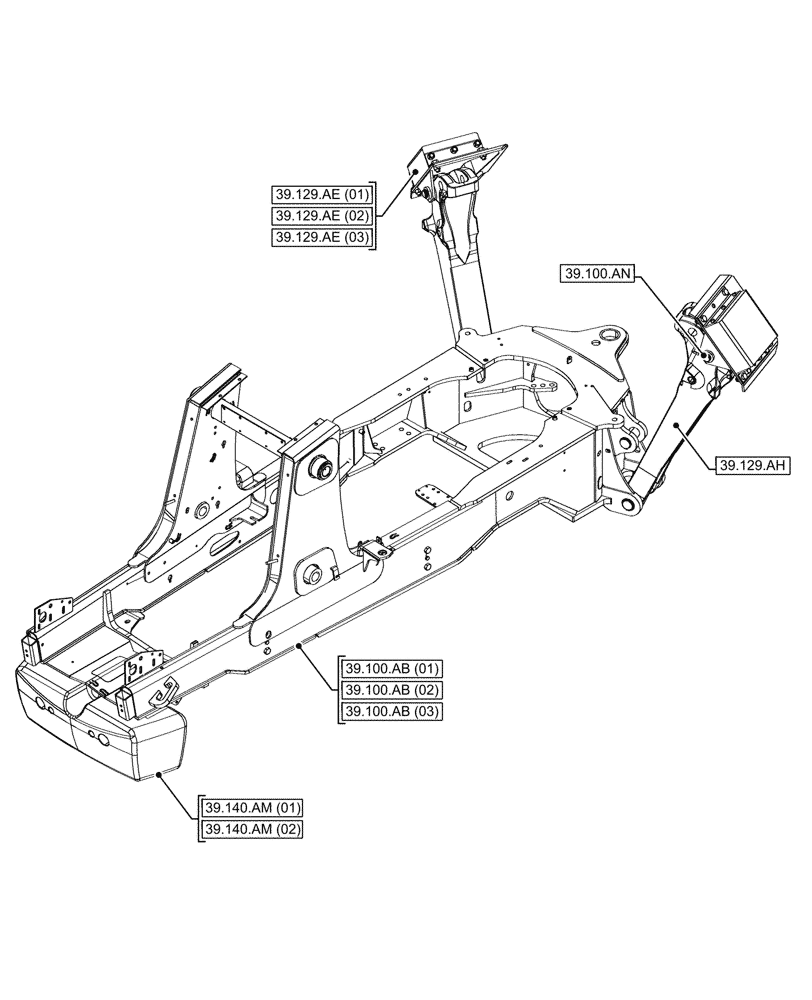 Схема запчастей Case 580SN - (00.000.39) - PICTORIAL INDEX - FRAMES AND BALLASTING (00) - GENERAL & PICTORIAL INDEX