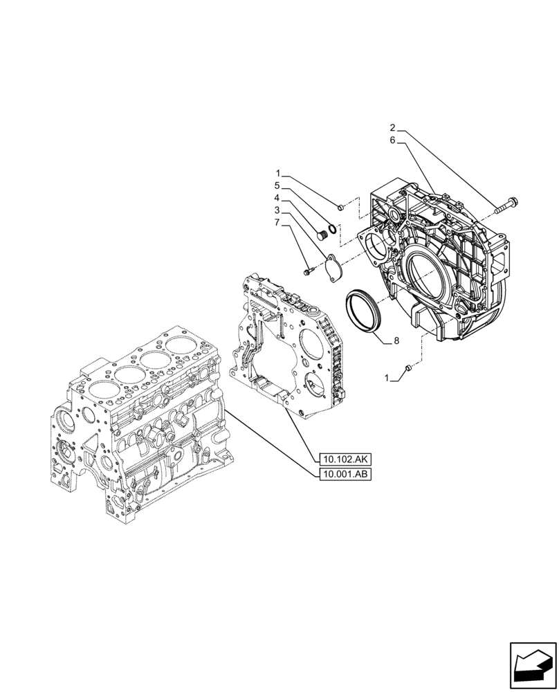 Схема запчастей Case F4HFE413Y B001 - (10.103.AK) - FLYWHEEL HOUSING (10) - ENGINE