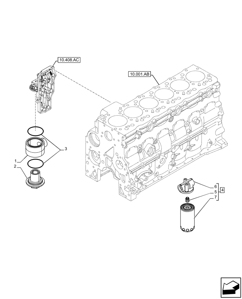 Схема запчастей Case F4HFE413X B001 - (10.304.AE) - ENGINE OIL FILTER (10) - ENGINE