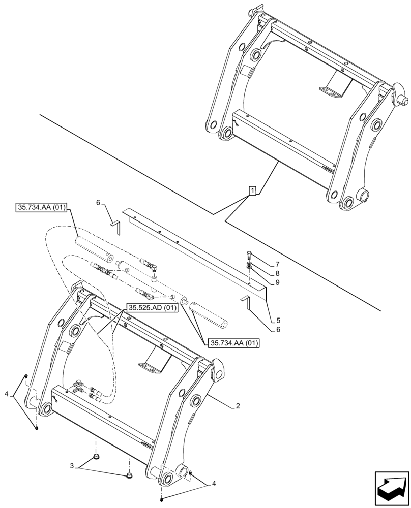 Схема запчастей Case 580N EP - (82.300.AX[02]) - VAR - 423049 - BUCKET, QUICK COUPLER (82) - FRONT LOADER & BUCKET