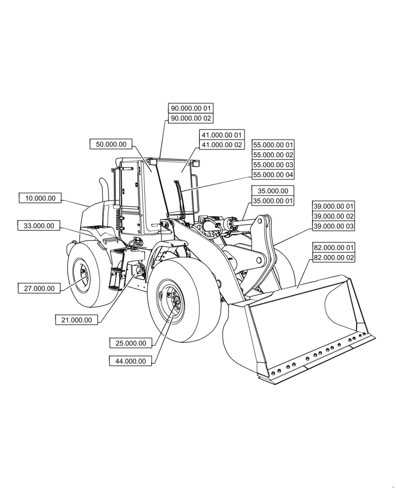 Схема запчастей Case 621F - (00.000.00) - PICTORIAL INDEX - MAIN SECTIONS (00) - GENERAL & PICTORIAL INDEX