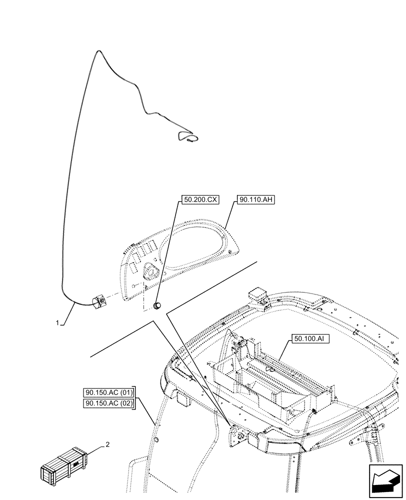 Схема запчастей Case 590SN - (55.051.AH) - VAR - 747853, 747855 - AIR CONDITIONER, THERMOSTAT (55) - ELECTRICAL SYSTEMS