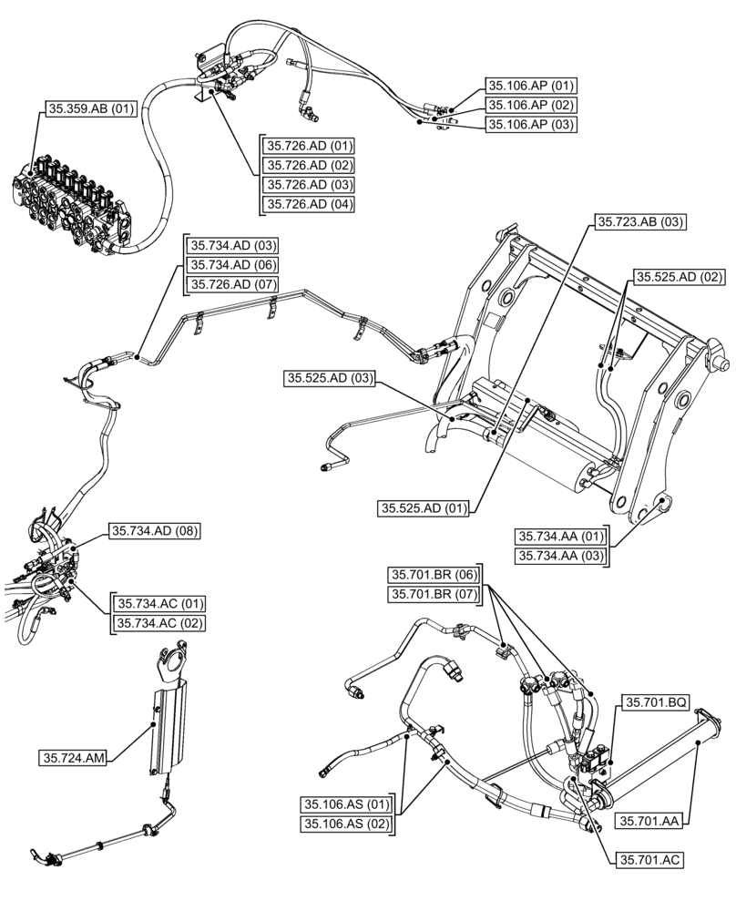 Схема запчастей Case 580N EP - (35.000.00[02]) - SECTION INDEX - HYDRAULIC SYSTEMS (35) - HYDRAULIC SYSTEMS