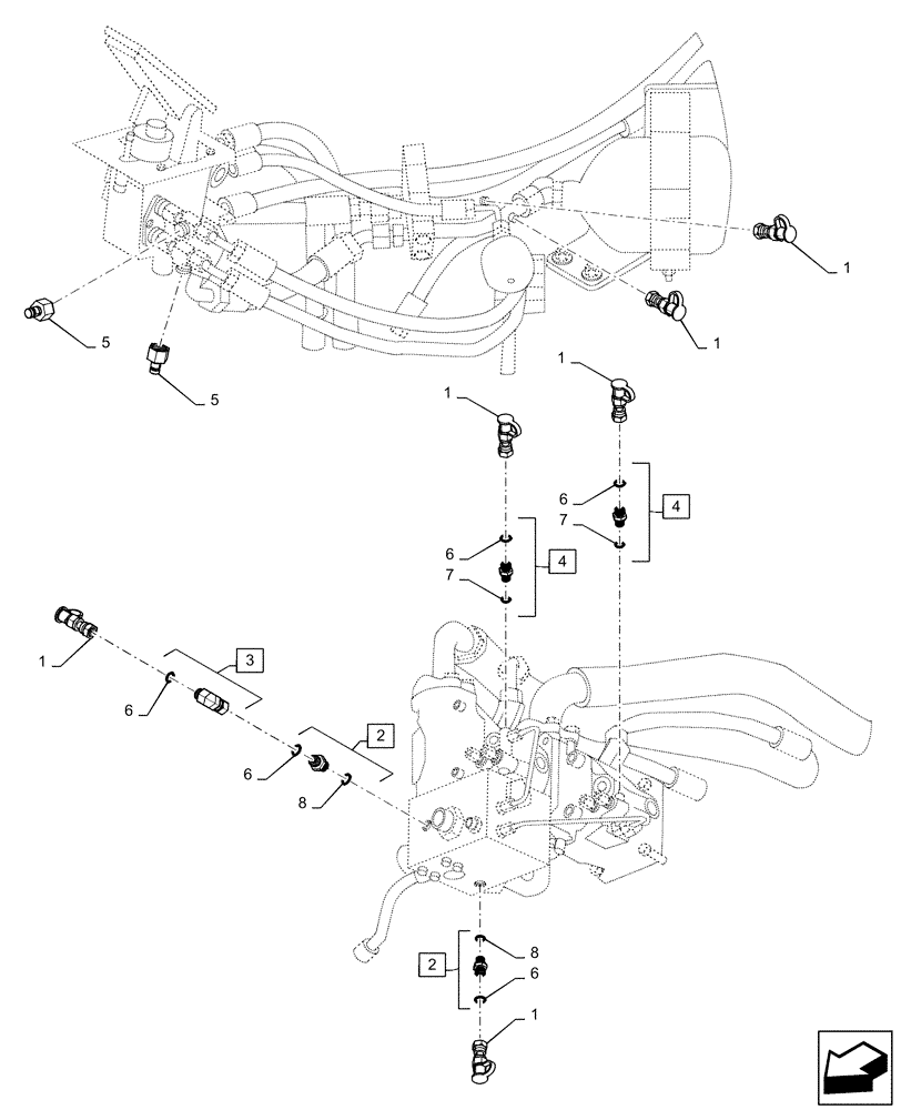 Схема запчастей Case 721F - (35.310.AP) - HYDRAULICS COUPLER SYSTEM, DIAGNOSTIC LINES (35) - HYDRAULIC SYSTEMS