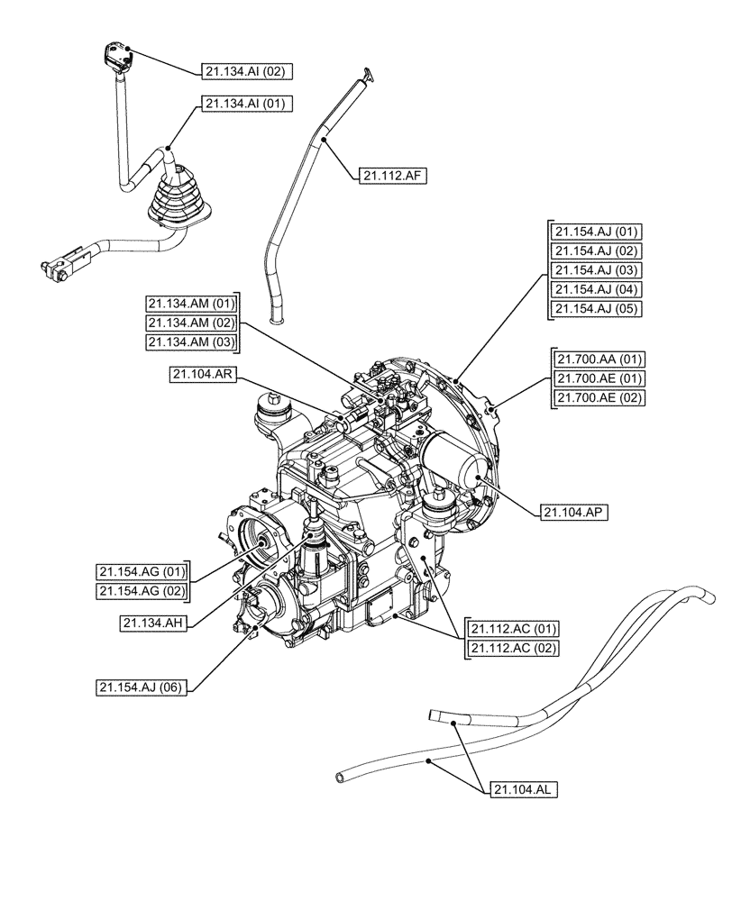 Схема запчастей Case 580SN - (00.000.21[01]) - PICTORIAL INDEX - TRANSMISSION, POWERSHUTTLE (00) - GENERAL & PICTORIAL INDEX