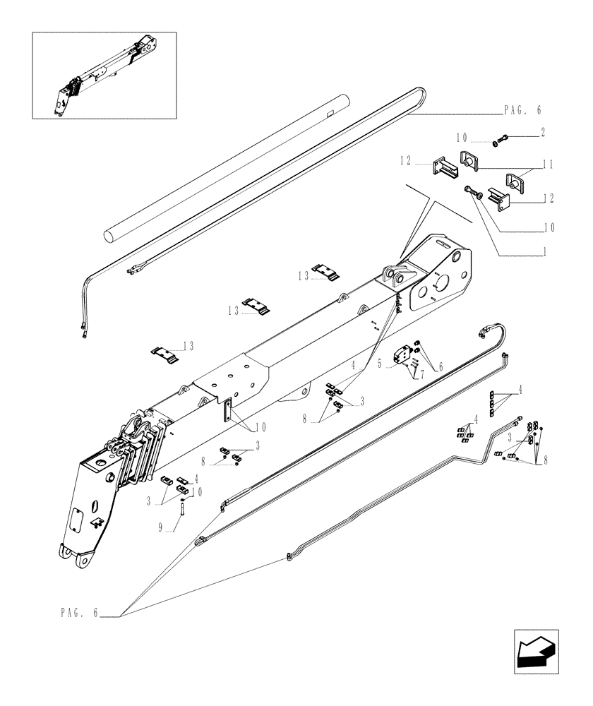 Схема запчастей Case TX1055 - (9.80092B[05]) - TELESCOPIC ARM FOR 3 FUNCTIONS (ARM 55) - OPTIONAL CODE 749060351 (83) - TELESCOPIC SINGLE ARM