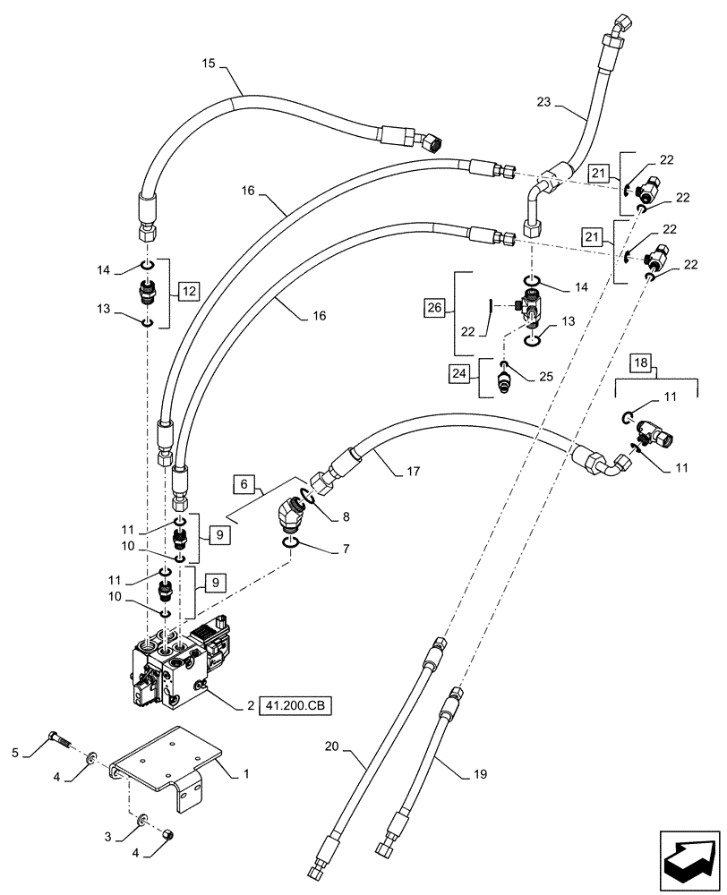 Схема запчастей Case 721F - (41.200.BO[01]) - AUXILIARY STEERING W/ JOYSTICK (41) - STEERING