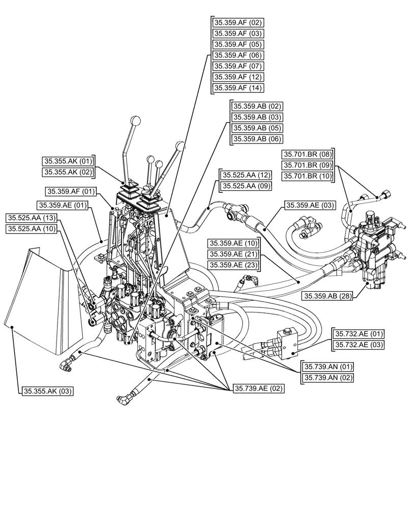 Схема запчастей Case 580SN - (00.000.35[05]) - PICTORIAL INDEX - HYDRAULIC SYSTEMS (00) - GENERAL & PICTORIAL INDEX