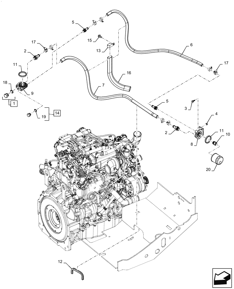 Схема запчастей Case SR270 - (10.304.AF) - OIL FILTER, CONNECTORS & LINES (10) - ENGINE