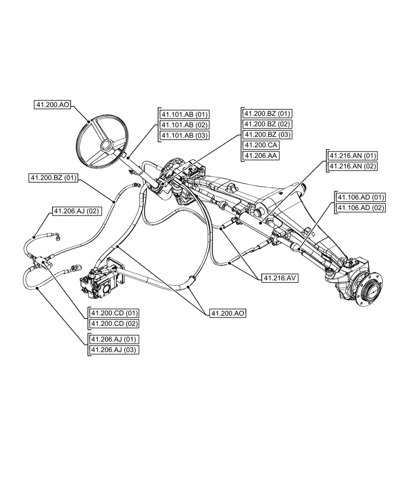 Схема запчастей Case 580SN - (00.000.41) - PICTORIAL INDEX - STEERING 2WD (00) - GENERAL & PICTORIAL INDEX